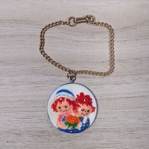 Vintage Raggedy Ann Andy Bracelet 1974 Bobbs Merrill Gold Tone Charm